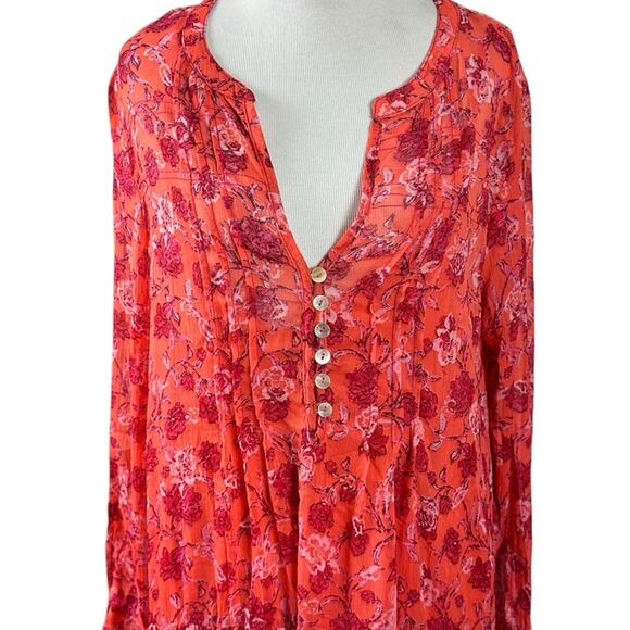 Free People See It Through Maxi Dress in Red Floral Size Large Bohemian - Picture 11 of 15